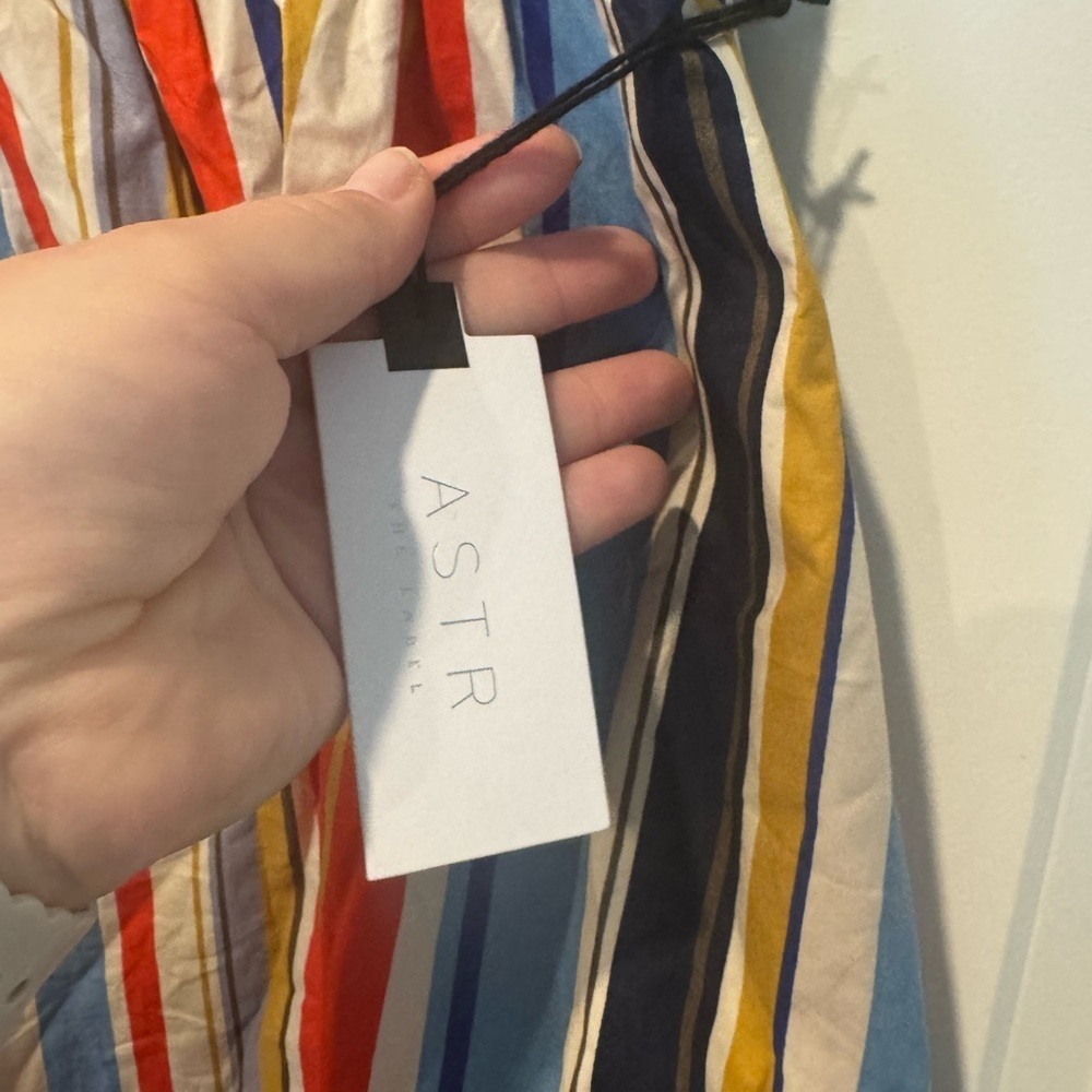 NWT ASTR the label Womens Shannon Casual Stripe Fit & Flare Cotton Dress Large - Picture 5 of 7